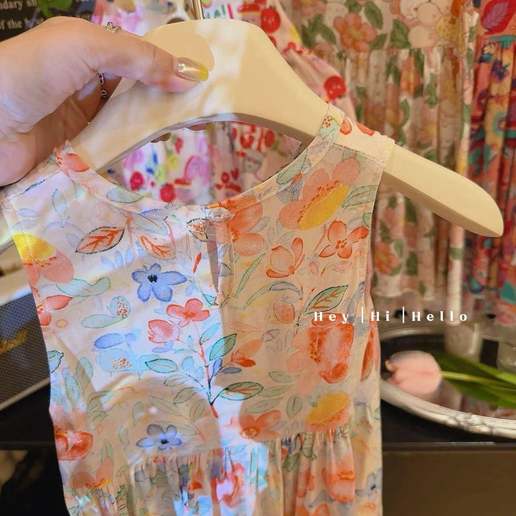 ชุดเดรสเด็ก ลายดอกไม้สำหรับเด็กผู้หญิง ดีไซน์น่ารักๆ ใส่สบายๆ ผ้าพริ้วสวย ลายสวยคอจีน กระดุมหน้า แขนตุ๊กตาบานน่ารักๆ - รูปที่ 7