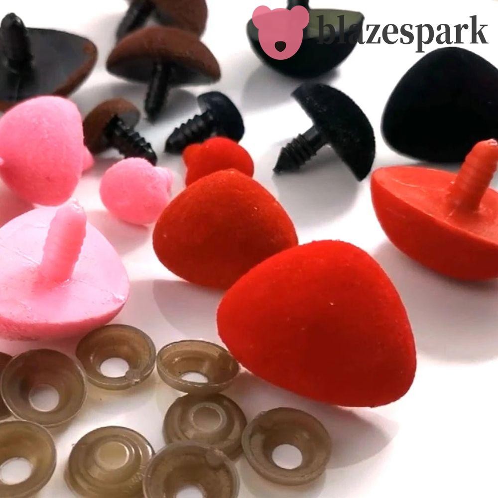 BLAZESPARK Flocking จมูกความปลอดภัยจมูก DIY Craft เครื่องมือตุ๊กตาอุปกรณ์เสริม DIY หมีของเล่นสีชมพูสีแดงสีดําสีน้ําตาล 12*15 มม.ตุ๊กตาจมูก