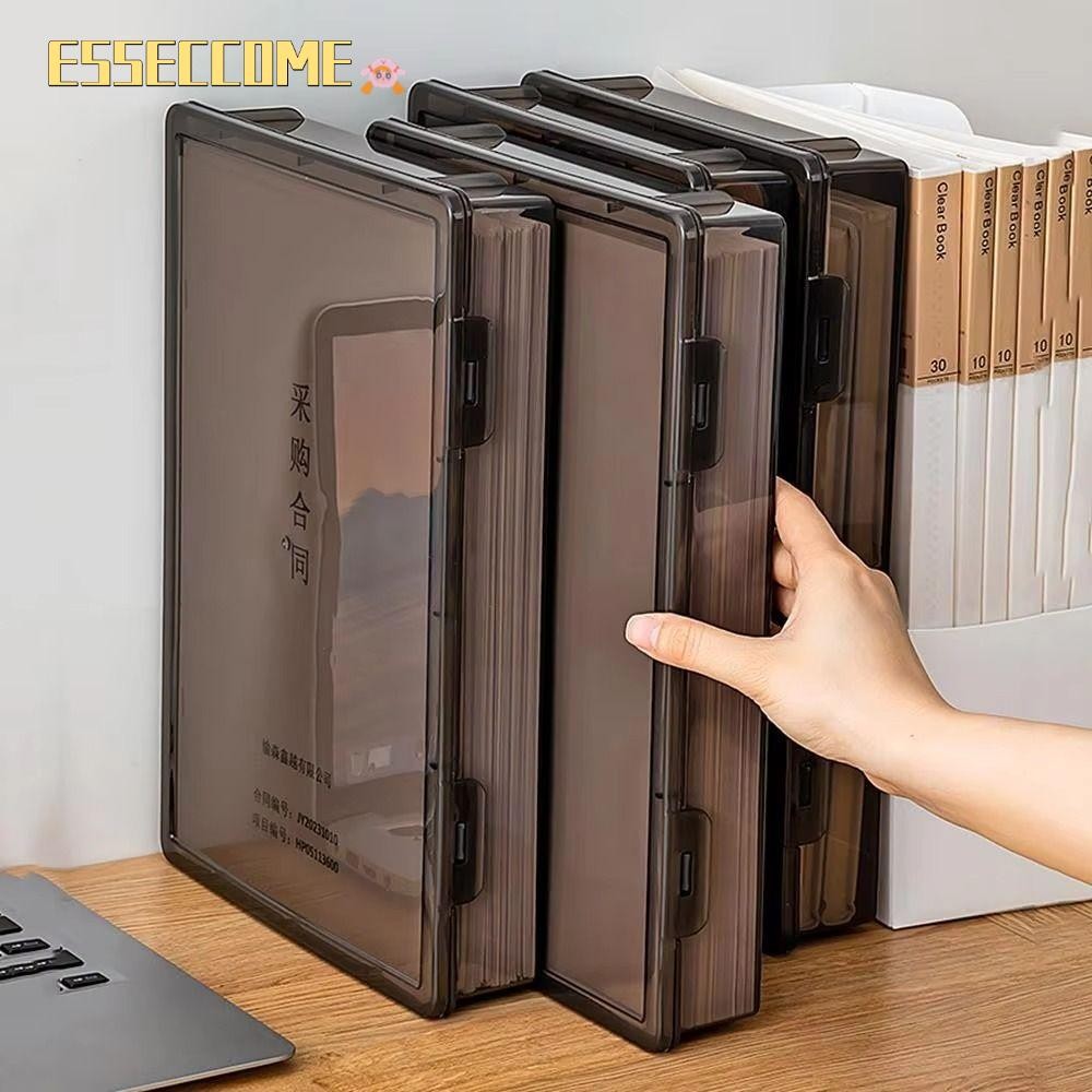กล่องแฟ้ม ESSECOME A4, กล่องเก็บใบรับรอง A4 พลาสติก, กันฝุ่นทนทานโปร่งใสมัลติฟังก์ชั่นที่เก็บใบรับรอง