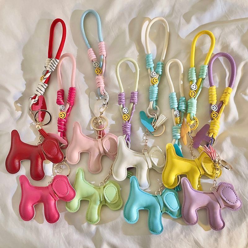 ขายร้อน ins สีขาว Big Dog พู่จี้เคสโทรศัพท์ Lanyard เชือกไนลอนสั้นแบบพกพา Lanyard โทรศัพท์มือถือ Universal