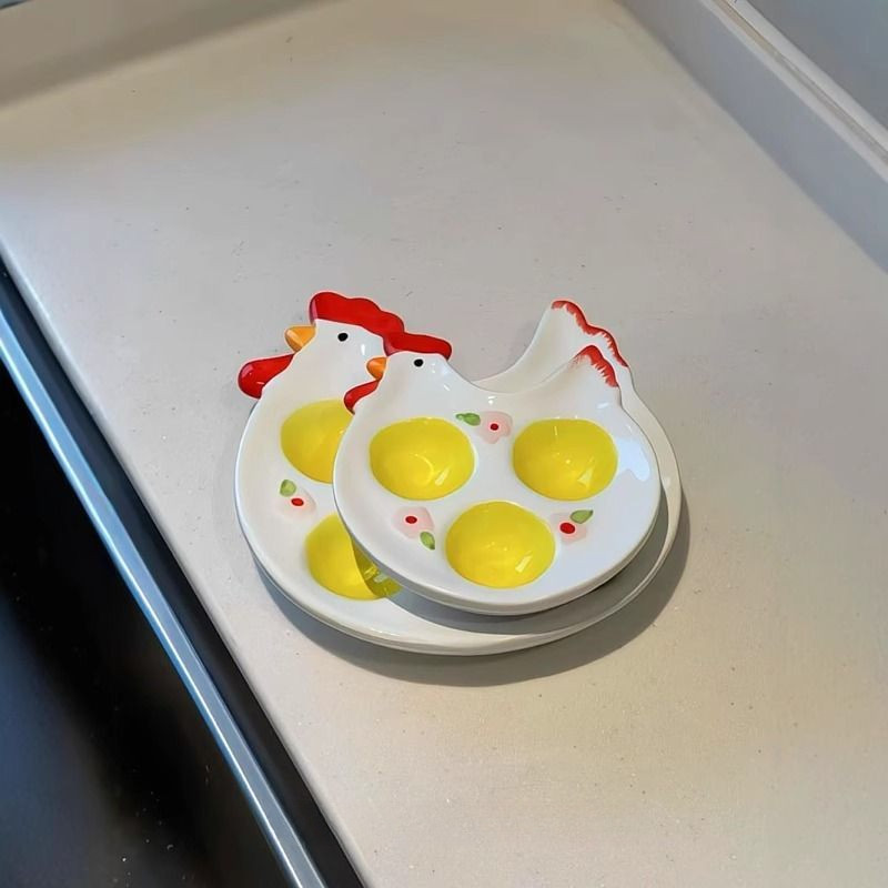 [100 จัดส่งใหม่ถึงบ้าน] ถาดไข่ไก่ใหญ่ จานเก็บไข่เซรามิก จานแบ่งไข่ - รูปที่ 3