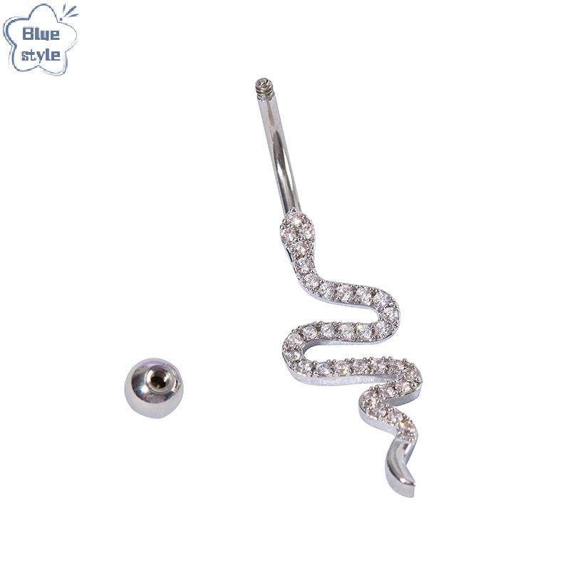 Bluestyle Zircon Belly ปุ่มแหวนเจาะงูรูปสะดือ เซ็กซี่ เครื่องประดับคริสตัลสำหรับผู้หญิง แฟชั่นใหม่