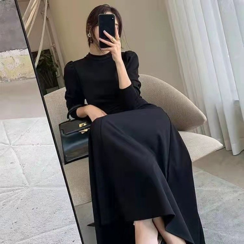 ชุดผู้หญิงแขนยาว สไตล์เกาหลี ดีไซน์ซินชิงสลี밍 กระโปรงยาว เหมาะสำหรับฤดูใบไม้ผลิและใบไม้ร่วง - รูปที่ 2