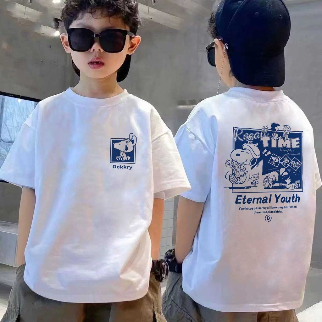(ผ้าฝ้าย 100%)COD  เสื้อยืดเด็ก พิมพ์ลายการ์ตูนน่ารัก เสื้อยืดคอกลม เหมาะสำหรับเด็กอายุ 6-13 ปี Cotton 100 % K045