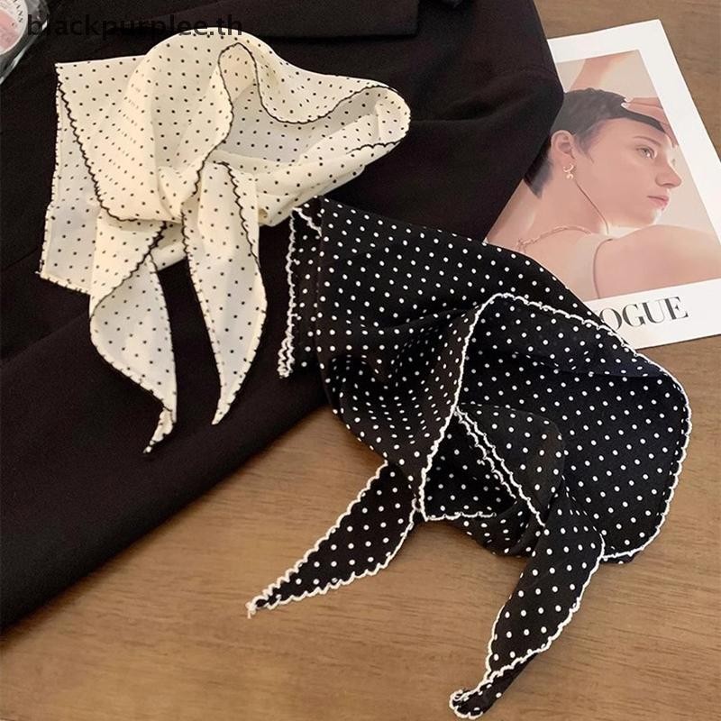 บีพีUR Neckerchief Sweet Polka Dot Turban เกาหลีสดผ้าพันคอขนาดเล็กบางลายยางรัดผมสามเหลี่ยมสาว