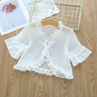 ผ้าคลุมไหล่ชิฟฟอนสำหรับเด็กผู้หญิงในฤดูร้อน ป้องกันแสงแดด เส…