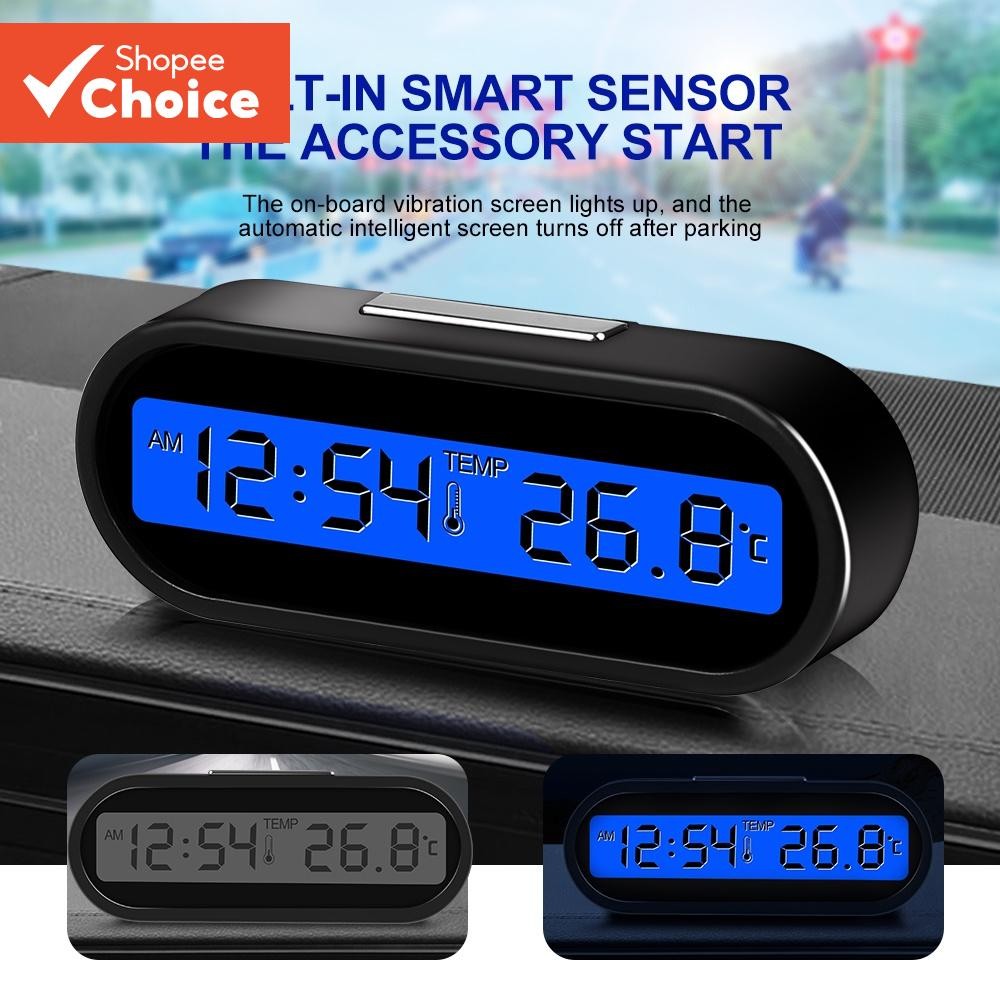 2 In 1 เครื่องวัดอุณหภูมินาฬิกาดิจิทัล หน้าจอ LCD เรืองแสง สําหรับรถยนต์