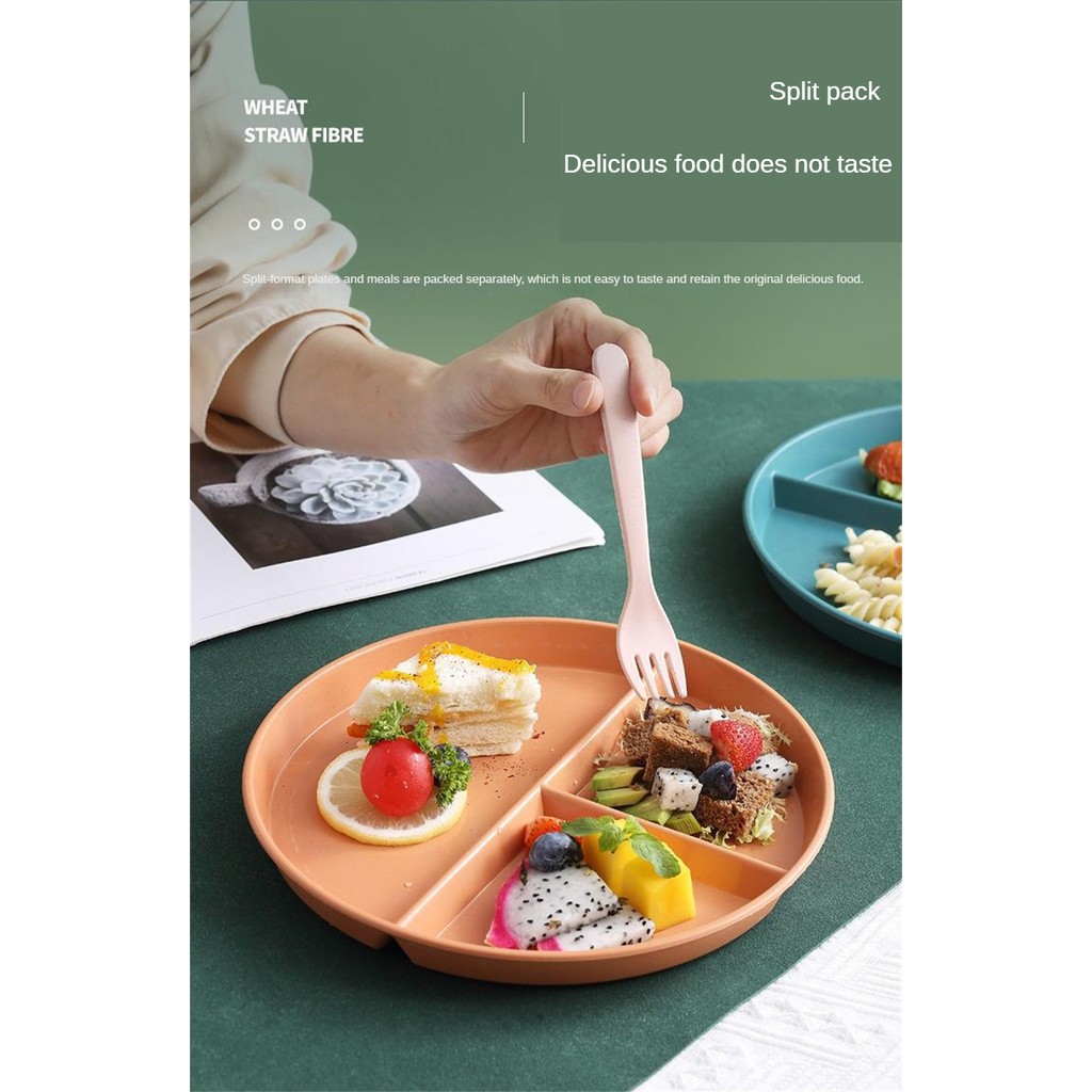 จานควบคุมโรคอ้วนทรงกลม จานแบ่งพลาสติกแบบใช้ซ้ำได้ ทนทาน หนา จานโต๊ะสำหรับเด็ก ผู้ใหญ่ - รูปที่ 3