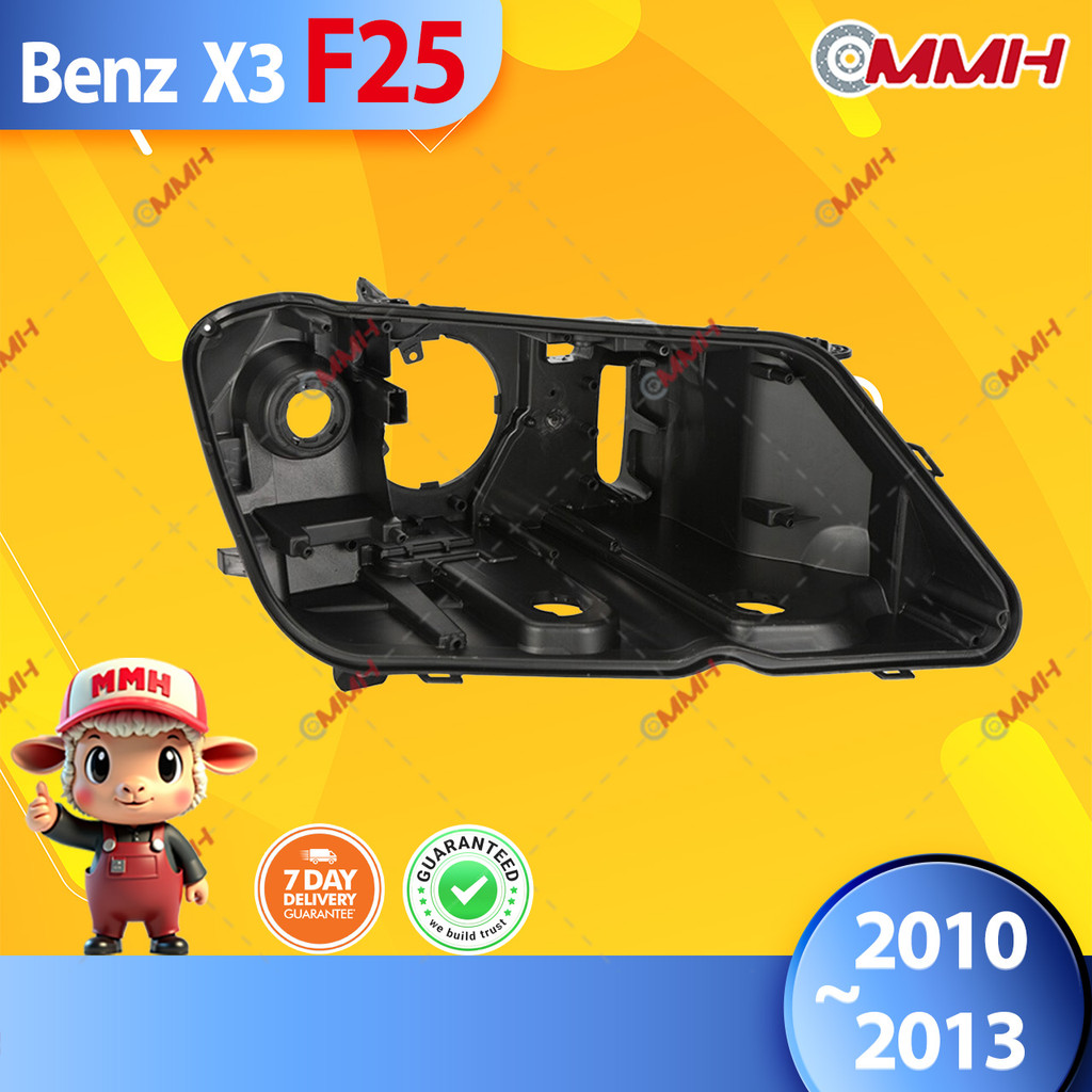 Bmw X3 X4 ไฟหน้าปลอก F25 ปลอก 2010-2013 ที่อยู่อาศัยไฟหน้าด้านหลัง ไฟหน้า เลนส์ไฟหน้า ไฟหน้าหลังเปลือก  ฐานไฟหน้า ฝาครอบไฟหน้ารถยนต์ สีดํา สําหรับ Headlamp Rear Shell headlamp housing  Back Cover Bottom Shell Base Plastic Shell