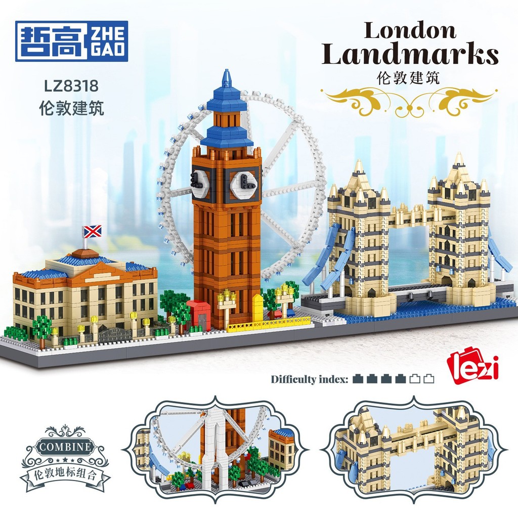 Zhegao street ของเล่นประกอบสถาปัตยกรรม 8318-8333