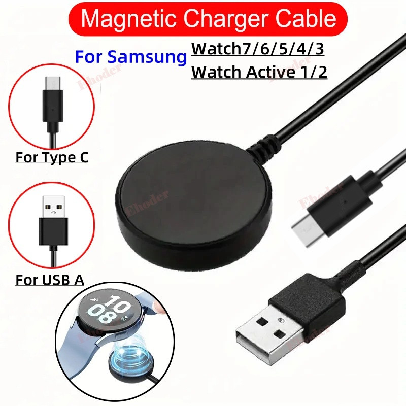สายชาร์จสําหรับ Samsung Galaxy Watch 8 7 6 5Pro Ultra Classic 4 3 นาฬิกาเปลี่ยนCharger Type-CสําหรับSamsung Active 2 1 สถานีแท่นวางโลหะSmartwatchอุปกรณ์เสริม