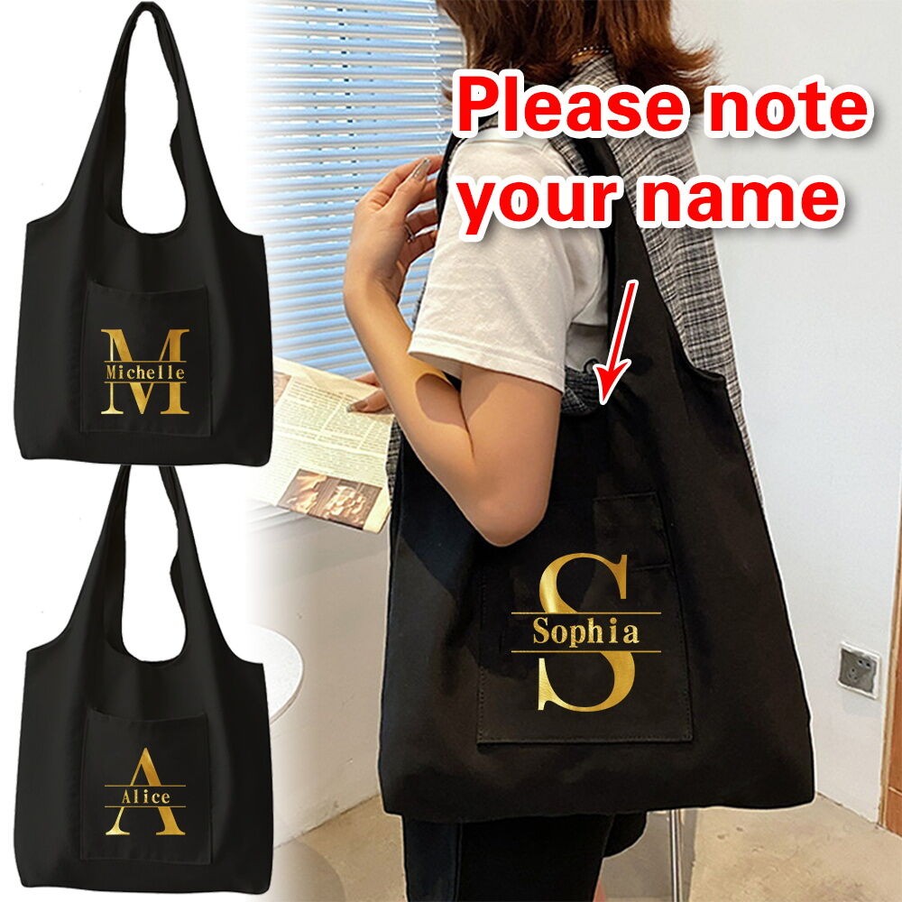 ชื่อที่กำหนดเอง🔥กระเป๋าผ้า Tote Bag กระเป๋าสะพายไหล่ กระเป๋าผ้าแคนวาส สําหรับผู้หญิง สไตล์มินิมอล กระเป๋าถือ