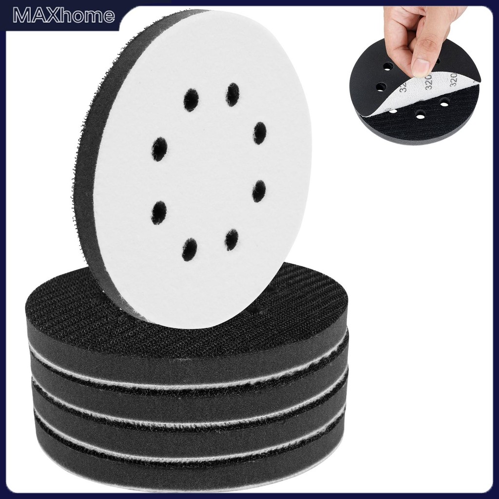 5 ชิ้นฟองน้ําบัฟเฟอร์แผ่น 5 นิ้ว 8 หลุม Hook และ Loop Soft Orbital Sander ฟองน้ําเบาะ Sander บัฟเฟอร์ Backing Pad สําหรับขัด SHOPTKC8738