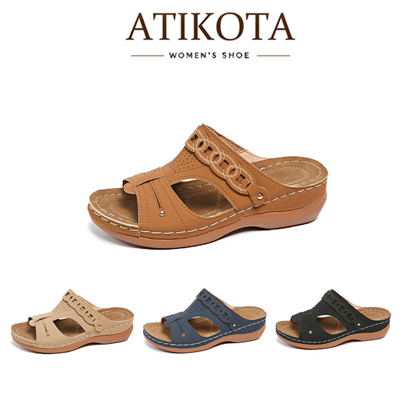 Atikota รองเท้าแตะผู้หญิงแฟชั่นเรียบง่ายสวมใส่สบายกันลื่น