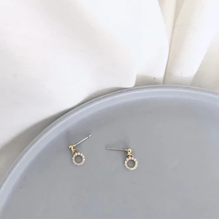 ต่างหูประดับคริสตัล สไตล์เกาหลี มินิมอล