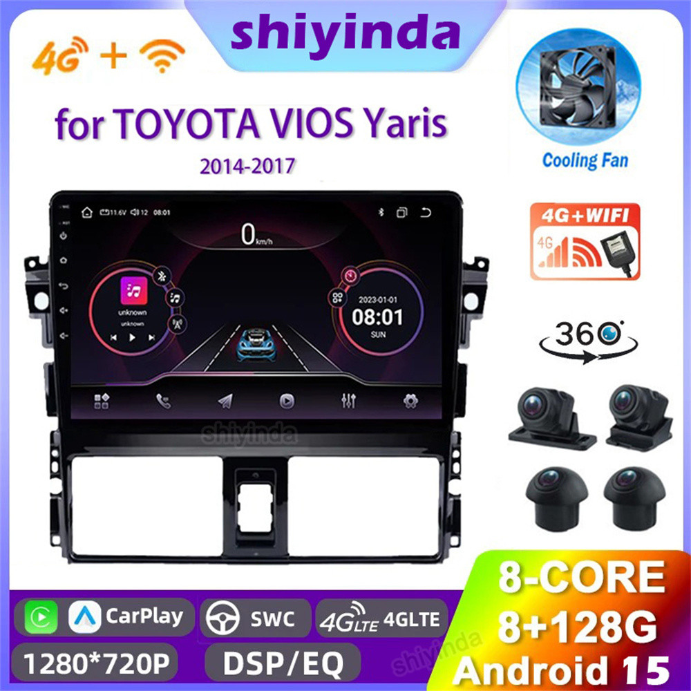 (4G SIM+5G WIFI +8Core ) 10 นิ้ว android car player สําหรับ Toyota Vios NCP150 2014-2018 พร้อมปลอกแล