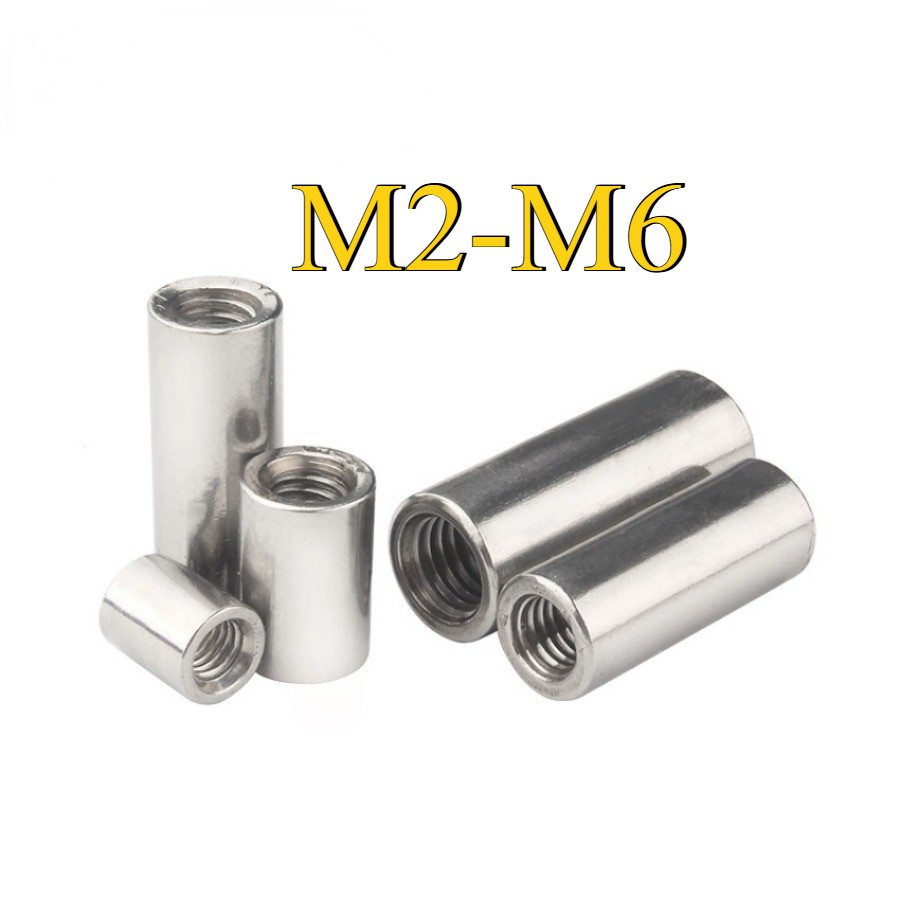 หัวน็อต ทรงกระบอก สแตนเลส304 / Cylindrical Nuts Extended Round Nuts สแตนเลส 304 M2-M6 (HJC-YL-TH-w)