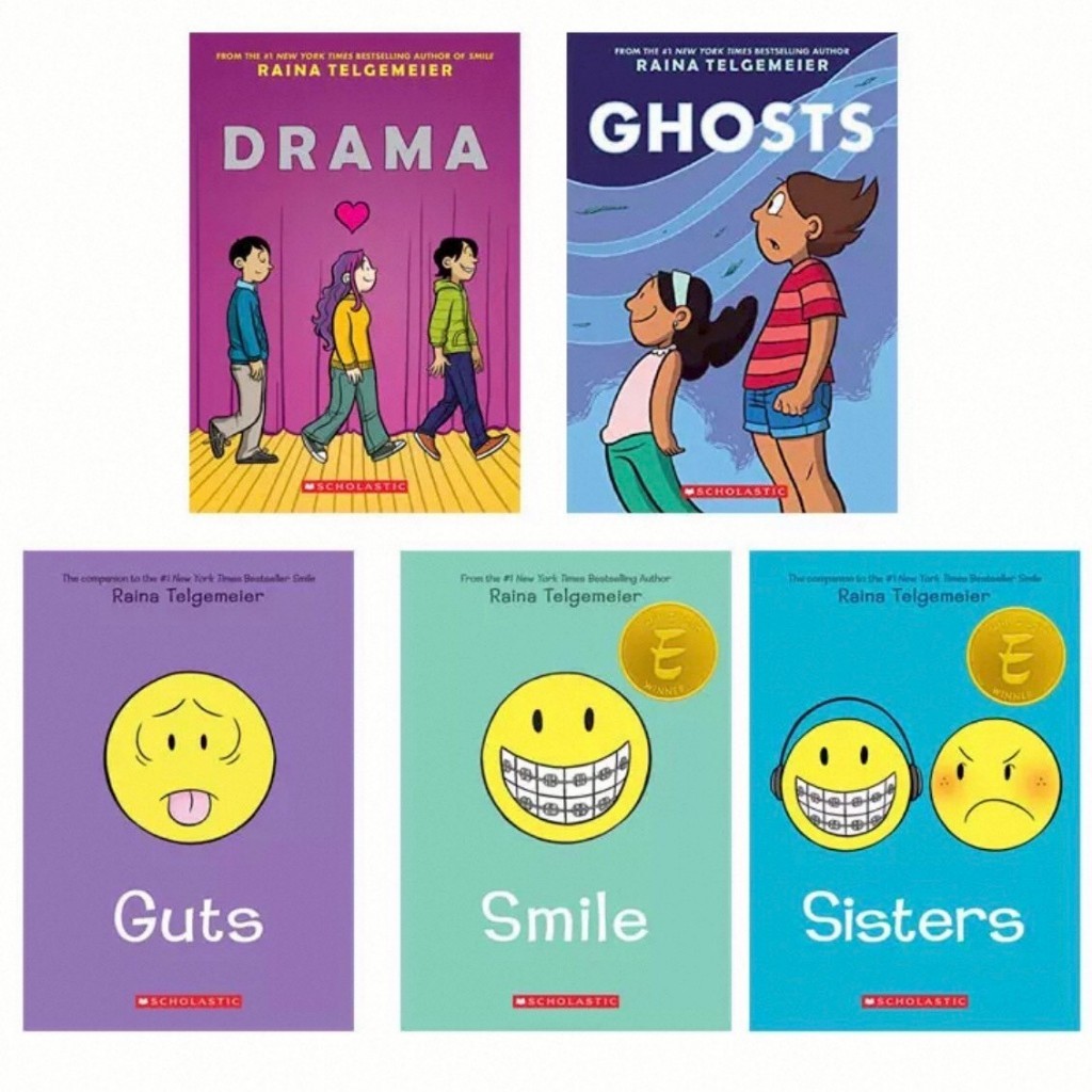 📚 ชุดหนังสือการ์ตูน Raina Telgemeier สุดฮิต! (Drama, Ghosts, Guts, Smile, Sisters) 🌟