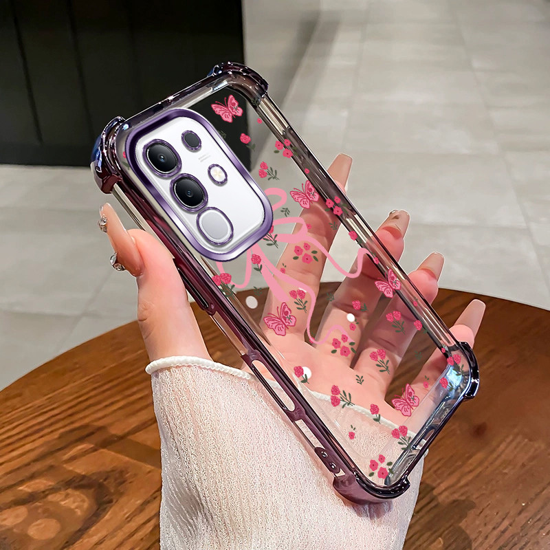 สําหรับ Vivo Y29 4G Y29S Y04 เคสโทรศัพท์ 2025 สีใหม่สีชมพูดอกไม้โบว์กันกระแทกอุปกรณ์เสริมฝาครอบ SZ21 - รูปที่ 3