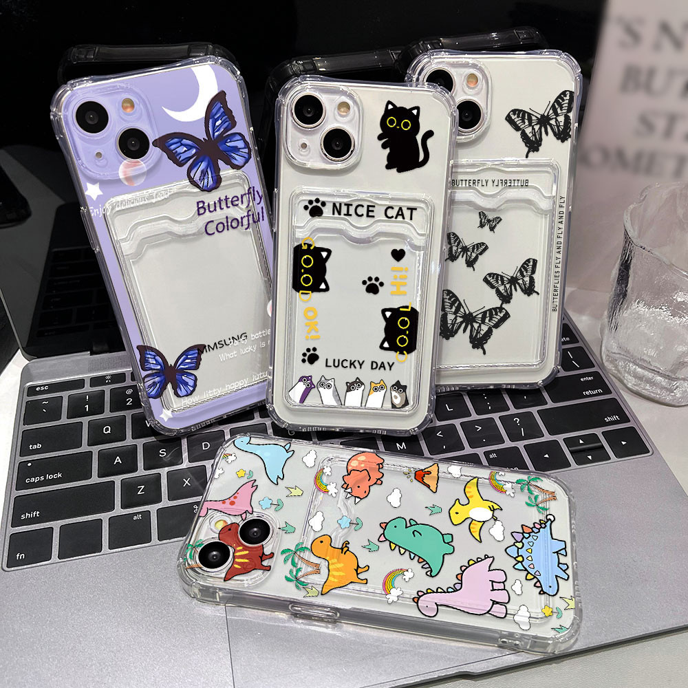 Soft Card Holder เคส For OPPO A57 A58 A16 A17 A60 A18 A38 A54 A17k A79 A74 A95 A77 A15 A5 2020 A9 2020 A7 A5s เคสทรศัพท์