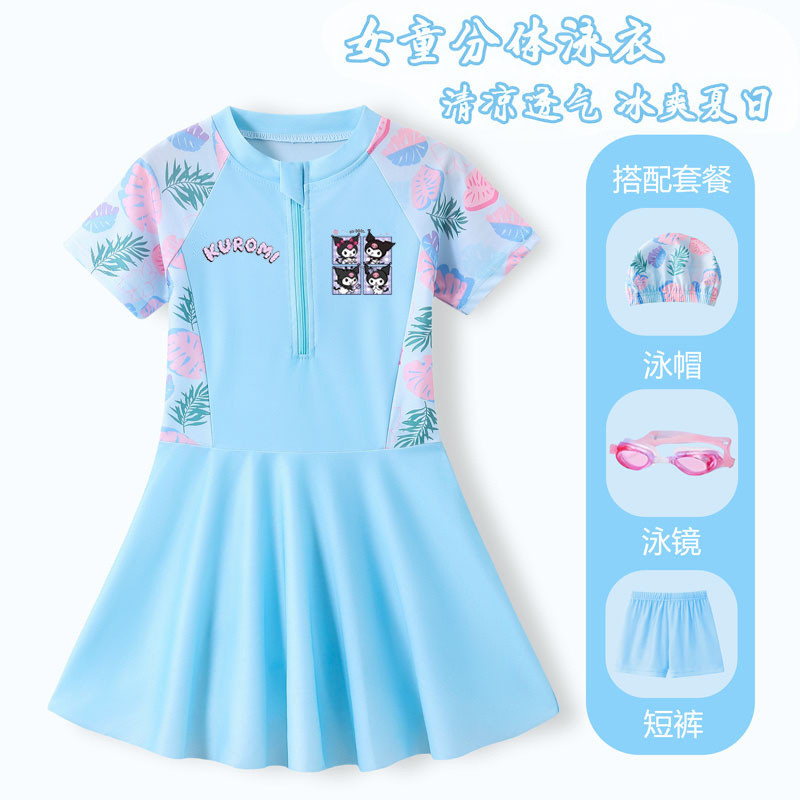 2025 ชุดว่ายน้ําการ์ตูนฤดูร้อนเด็กใหญ่การแข่งขัน Quick-Drying กระโปรงการฝึกอบรมสาวหวาน Preppy สไตล์ชุดว่ายน้ํา