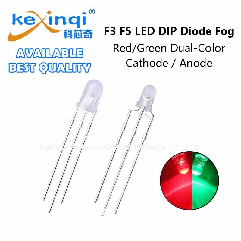 (20 ชิ้น) F3 F5 3 มม.5 มม.หมอกกลมสีแดง-สีเขียวแฟลช LED Bi-สี 3Pins Light Emitting Diode Anode Cathode