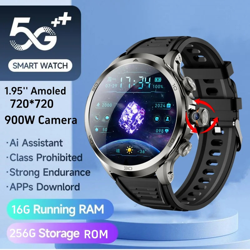 H19 Smart watch 1.95inch Amoled Smartwatch With 190° Rotary Camera NFC GPS WIFI Inset Sim Card Video