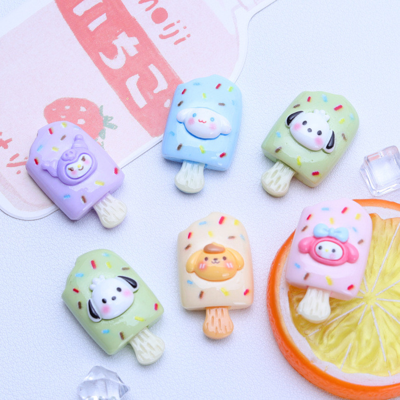 ทำเคสโทรศัพท์ทำมือด้วยกาวครีม DIY รูปสัตว์ไอติมเคลือบเงา อุปกรณ์เสริมกิ๊บติดผม ชิ้นส่วนเรซินขายส่ง
