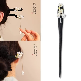 Antique Lily of The Valley ดอกไม้พู่ Hairpin ผู้หญิง High-end Hanfu ไม้จันทน์อุปกรณ์เสริมผม