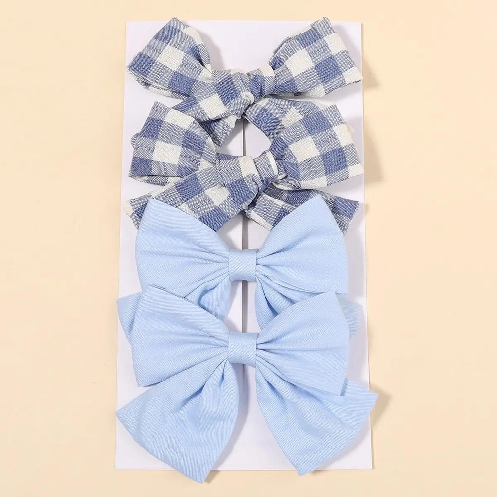 4 ชิ้น/ล็อต Bule โบว์คลิปผมสําหรับเด็กทารกเด็กทารก Knot ผมสีฟ้า Bow Barrettes Hairgrips อุปกรณ์เสริมผมของขวัญ