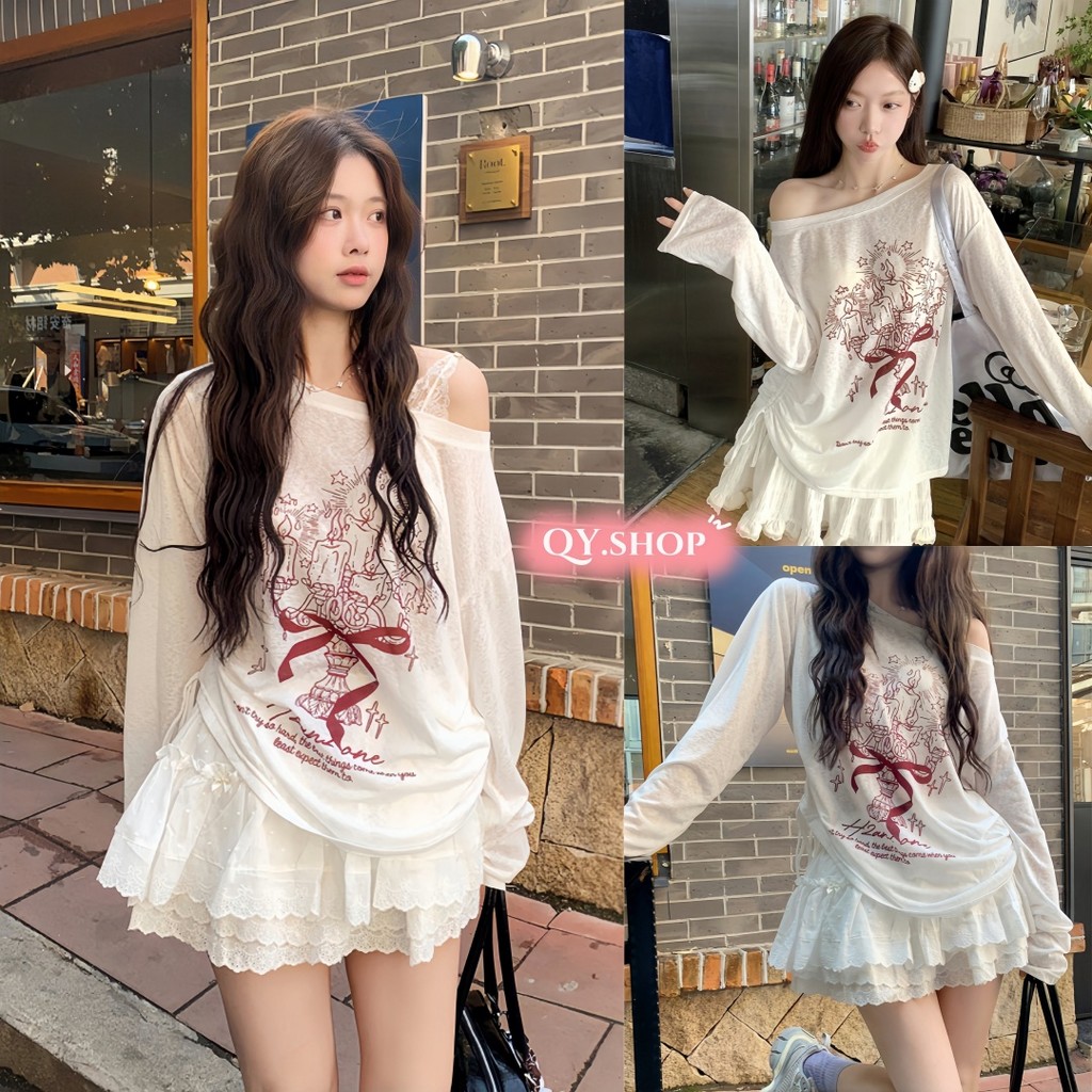 QY.Shop⭐️ ใส่แมทช์เสื้อสายเดี่ยว หรือ บิกินี่ ใส่คลุมได้ทุกงาน ทรงหลวม พิมพ์ลาย เซ็กซี่  ป้องกันแดด"FY2081#1