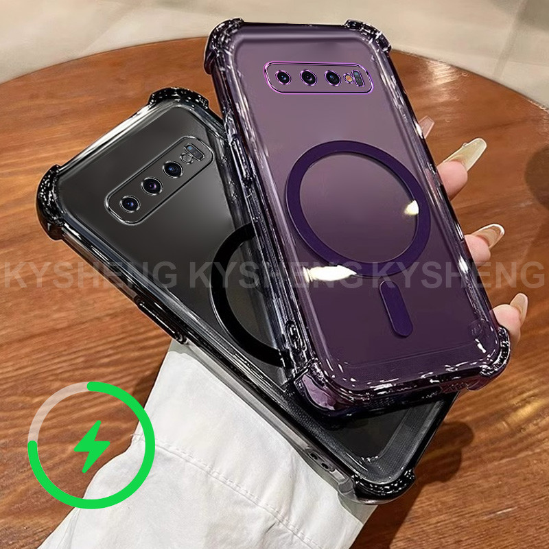 เคสสําหรับ Samsung S10 เคสโทรศัพท์ TPU ชาร์จแม่เหล็กสี่มุมป้องกันการตกนิ่มโปร่งใส WBQ