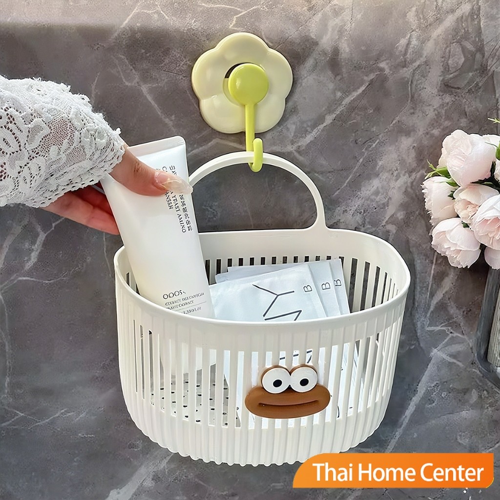 Thaihome ตะกร้าแขวน ตะกร้าอเนกประสงค์ ติดผนัง เหมาะสําหรับห้องน้ํา 1ชิ้น Storage basket - รูปที่ 4