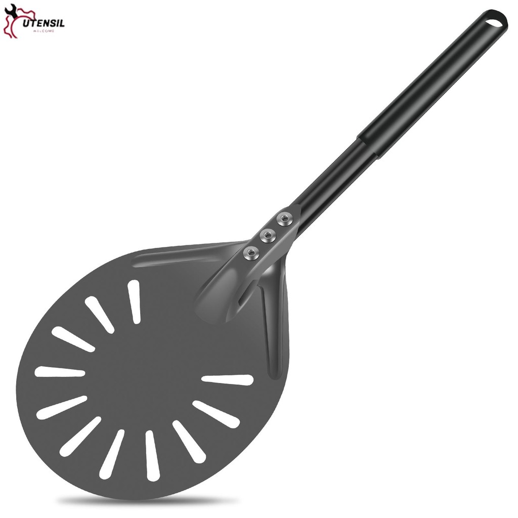 พิซซ่าเปลี่ยนเปลือกยาวอลูมิเนียมพิซซ่า Peel Spinner Perforated พิซซ่า Turner Spinner Non-Stick Pizza Paddle 15.75.98.46 นิ้วป้องกันรอยขีดข่วนพิซซ่า Peel SHOPSBC4171