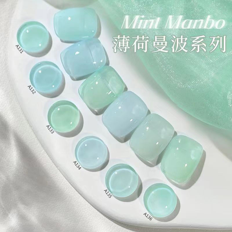 กาวยาทาเล็บซีรีส์มิ้นต์ 2024 สียอดนิยม น้ําแข็ง-โปร่งใส @ Mint series กาวยาทาเล็บ 2024 น้ําแข็งสียอดนิยม Gradientโปร่งใส กาวทาเล็บ 6 ขวดชุดเล็ก20250605