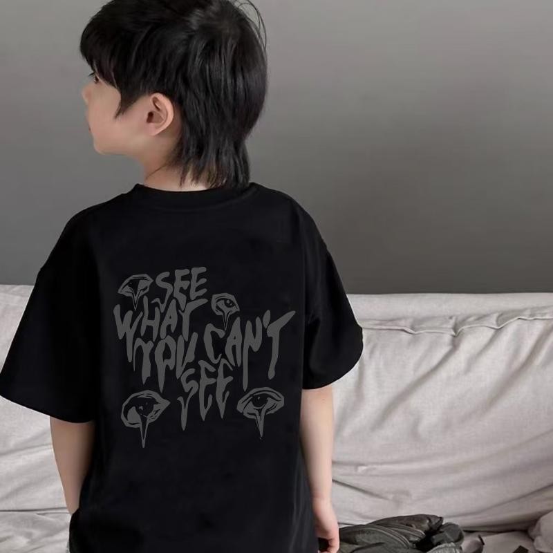 (ผ้าฝ้าย 100%)COD  เสื้อยืดเด็ก พิมพ์ลายการ์ตูนน่ารัก เสื้อยืดคอกลม เหมาะสำหรับเด็กอายุ 6-13 ปี Cotton 100 % K092