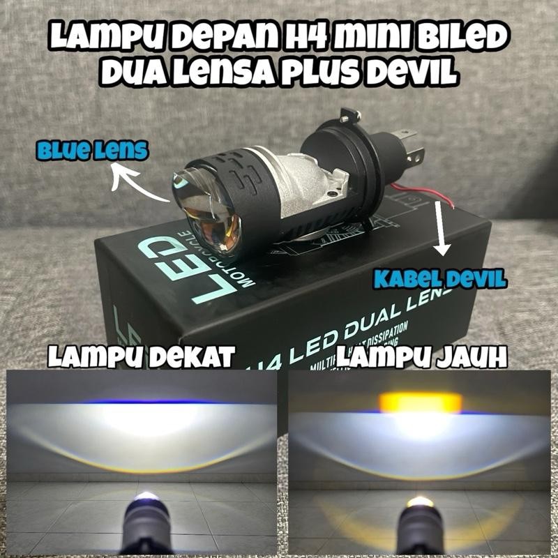 H4 MINI BILED BLUE LENS PLUS DEVIL โคมไฟรถยนต์
