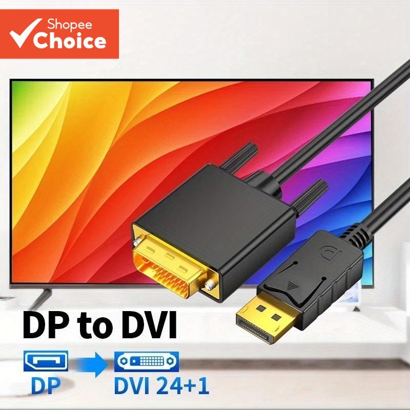[Shopee Choice] 1.8m DisplayPort Male to DVI 24+1 Male Adapter Converter Cable DP to DVI Audio Video Cord Wire Line for Computer Projector