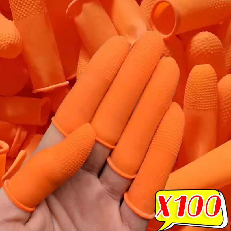20/50/100 ชิ้นทิ้งยางธรรมชาติ Finger Cots/ลื่นป้องกันไฟฟ้าสถิตย์ Thumb Protector ครอบคลุม