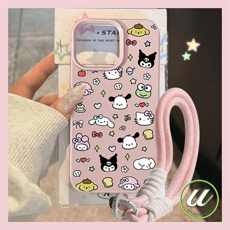 หนังหรูหราการ์ตูนนุ่มคุโรมิเมโลดี้โบว์โบว์ดอกไม้เคส IPhone 7Plus XR 14 15 12 11 13 16 Pro Max XS Max X 7 8 16 14 15 Plus