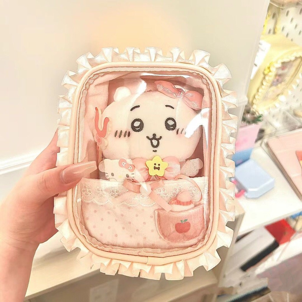 การ์ตูน ซานริโอ น่ารักโปร่งใสลูกไม้กระเป๋าถือกระเป๋าเด็กปวดกระเป๋าหวานเก็บกระเป๋าแสดง ทําเอง กระเป๋าป้องกันฝุ่น