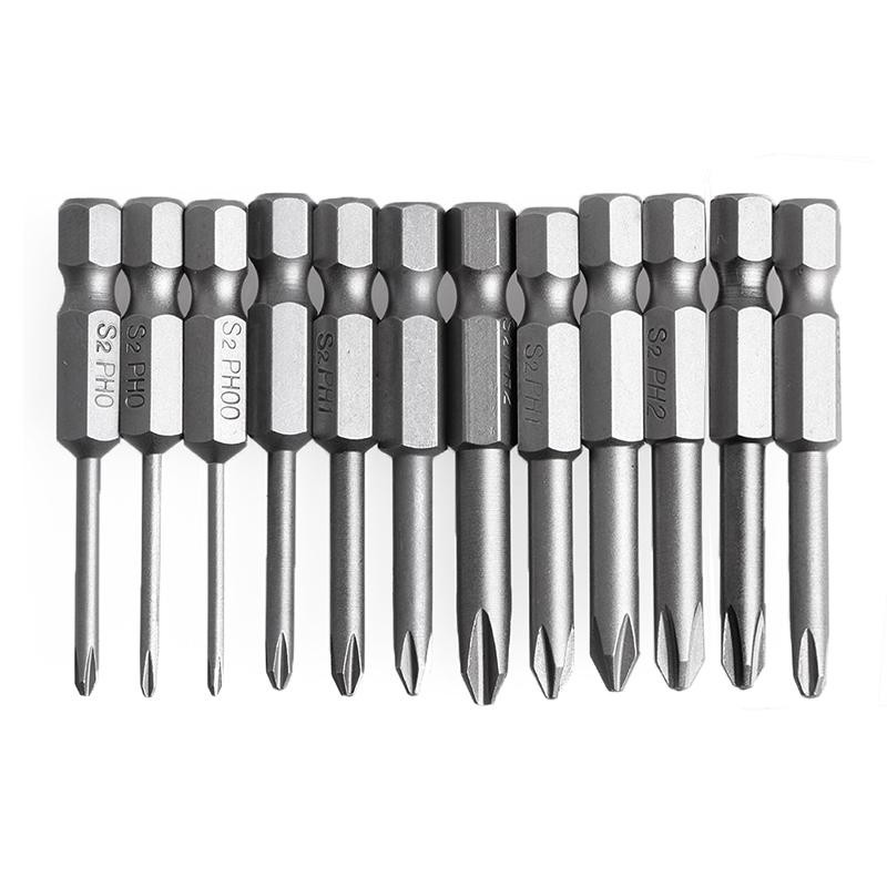 BA 12 ชิ้นชุด 50 มม. 1 4 นิ้ว Hex Shank Magnetic Phillips สําหรับ Cross ไขควง Bits