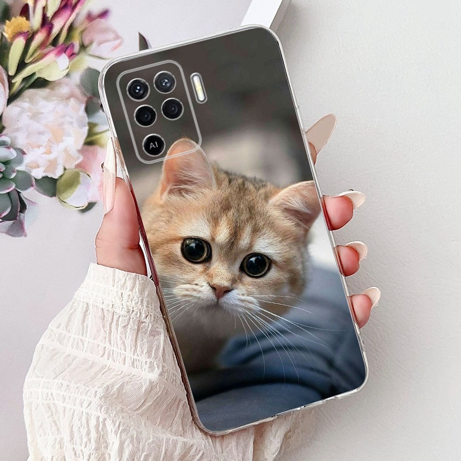 สําหรับ OPPO A94 CPH2203 Elegant Floral Cat เคสโทรศัพท์ OppoA94 94 4G ซิลิโคนอ่อนนุ่ม TPU กรณี - รูปที่ 3