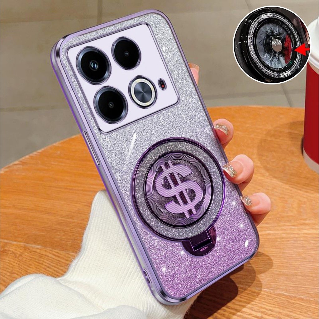 Infinix Note 40 40s Pro Plus 4G 5G Softcase Glitter Ring Dollar Magsef Holder Premium