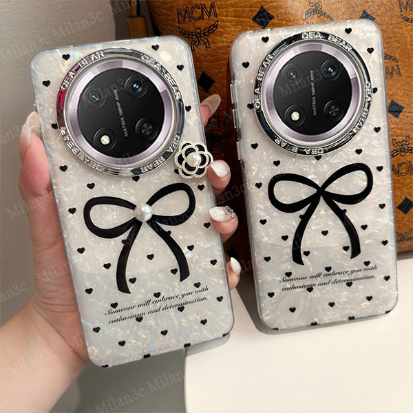 เคส Honor X9D X9C 5G เคส Honor 200 เคส Honor 200 Pro เปลือกหอย โทรศัพท์ลายโบว์หัวใจ โทรศัพท์ลายดอกไม