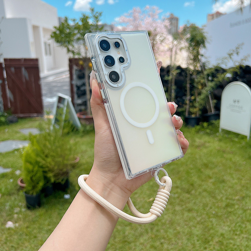 เลเซอร์ไล่ระดับสีแม่เหล็กชาร์จไร้สาย Lanyard สําหรับ Samsung 25Edge S25 Ultra S24 S23 S22 S21 Ultra 