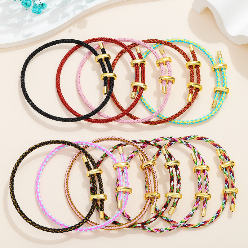 สร้อยข้อมือลวดเหล็กสีสันสดใส 3 มิลลิเมตร กะทัดรัดด้วยหัวเข็มขัด อักษรปรับได้ พร้อมลูกปัดขนาดใหญ่สำหรับทำเองและสวมใส่