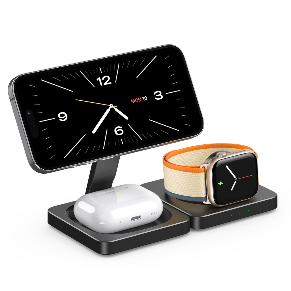 SHEREN Portable 3in1 Wireless Charger โทรศัพท์มือถือ Fast Charging Stand เหมาะสําหรับ Apple Watch