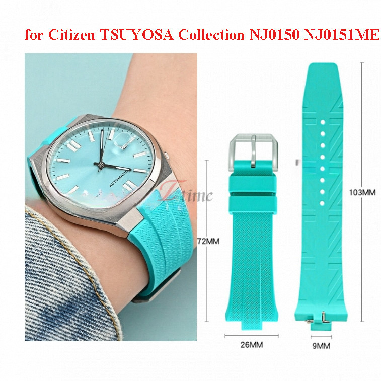 คุณภาพสูง FKM Fluoro สายนาฬิกายางสําหรับ Citizen TSUYOSA Collection NJ0150 NJ0151ME สายนาฬิกาซิลิโคน Quick Release สร้อยข้อมือ