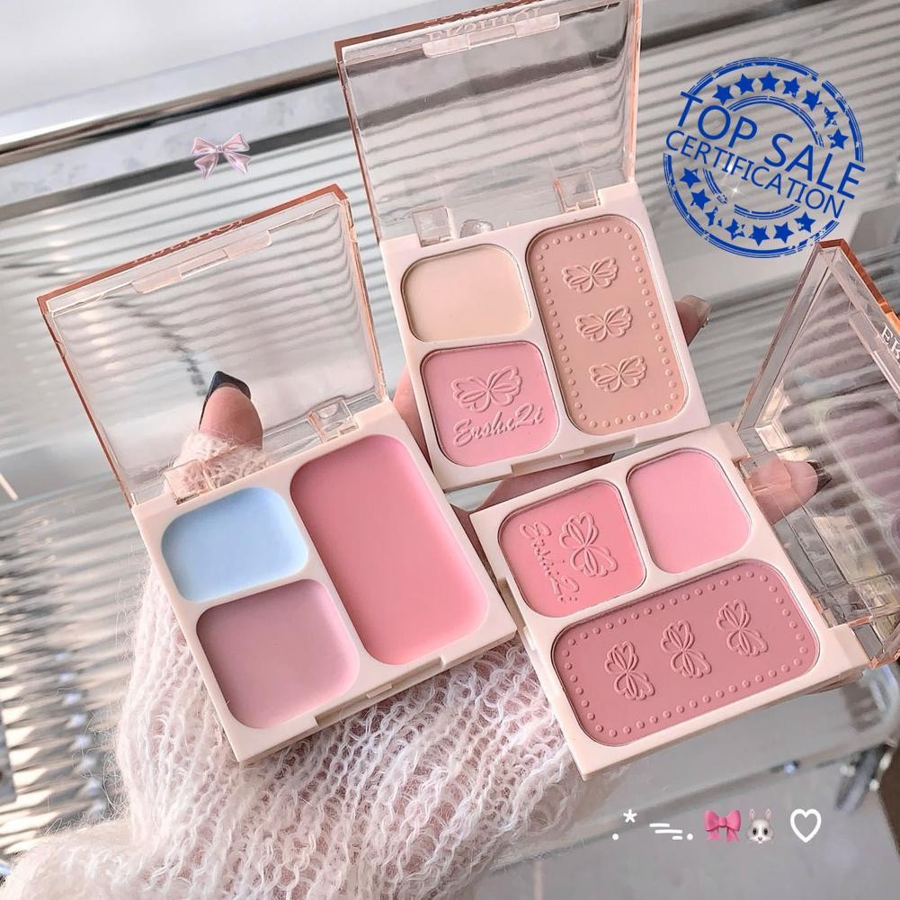 3 สีแป้ง Blusher แผ่นขยายและสัญญาแต่งหน้าเครื่องสําอาง Matte Color Highlight D8r5